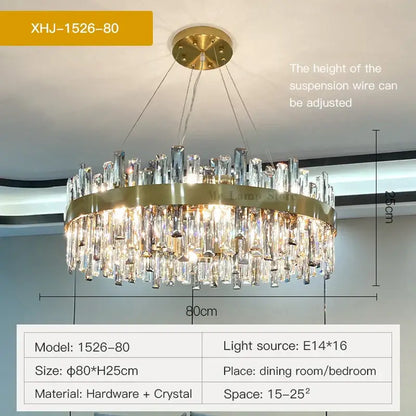 Modern gold crystal chandelier for living room