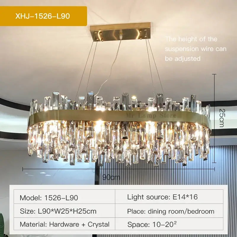 Modern gold crystal chandelier for living room