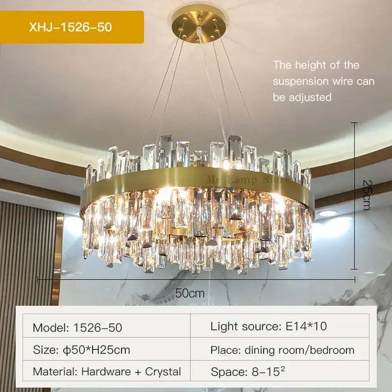 Modern gold crystal chandelier for living room