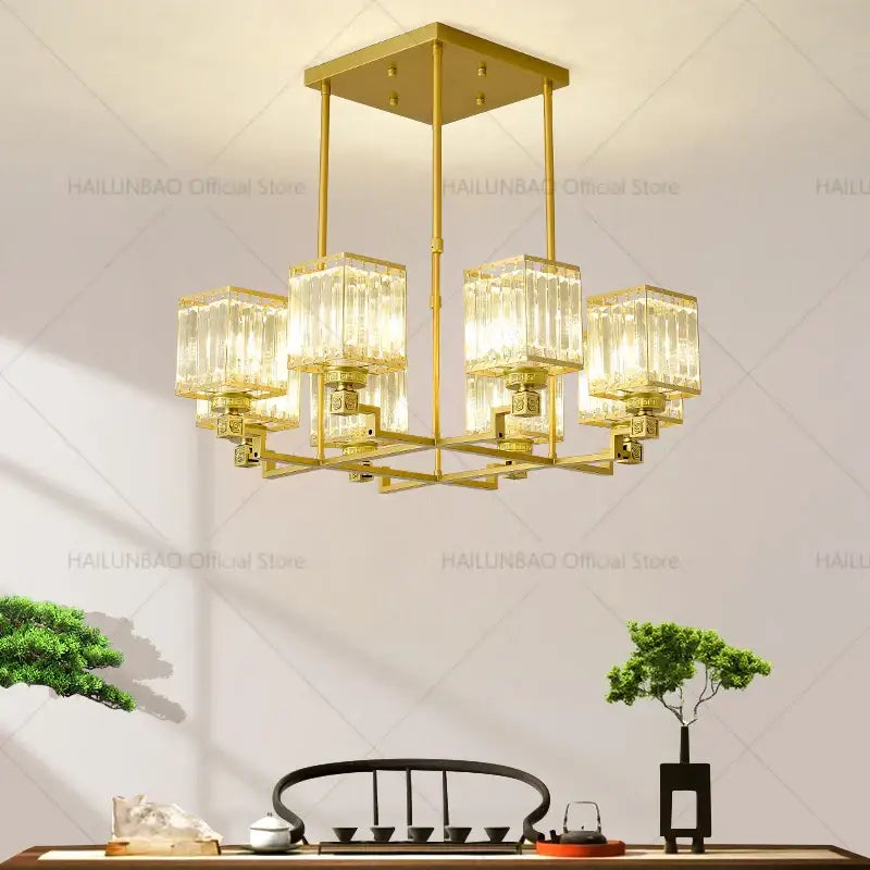 Modern gold crystal chandelier for living room