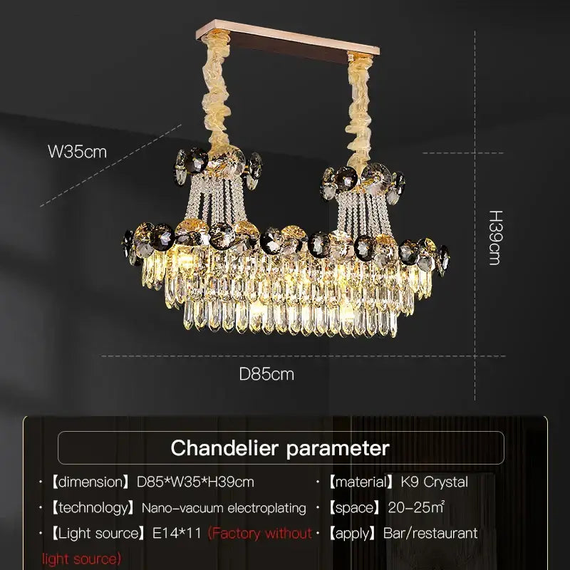 Modern gold crystal chandelier for living room