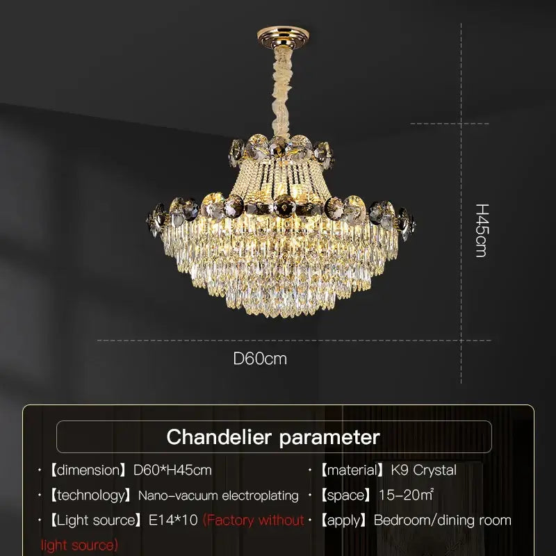 Modern gold crystal chandelier for living room