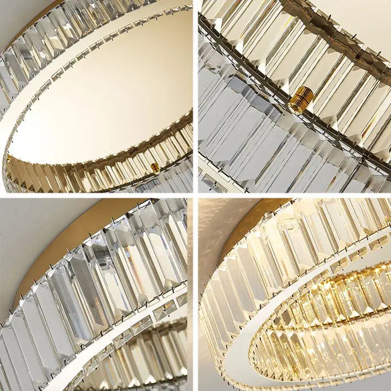 Modern gold crystal circle ceiling chandelier living room