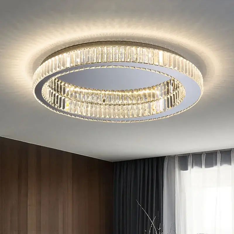 Modern gold crystal circle ceiling chandelier living room