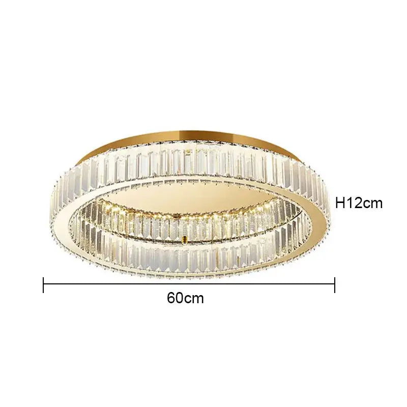 Modern gold crystal circle ceiling chandelier living room