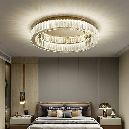 Modern gold crystal circle ceiling chandelier living room