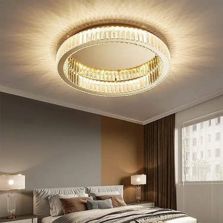 Modern gold crystal circle ceiling chandelier living room