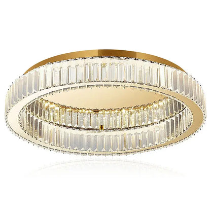 Modern gold crystal circle ceiling chandelier living room