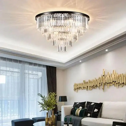 Modern gold crystal flush ceiling light for bedroom