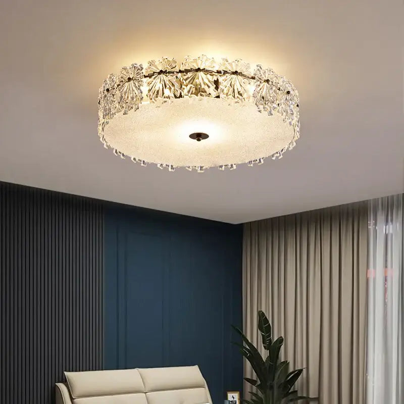 Modern gold crystal glass maple leaf living room chandelier