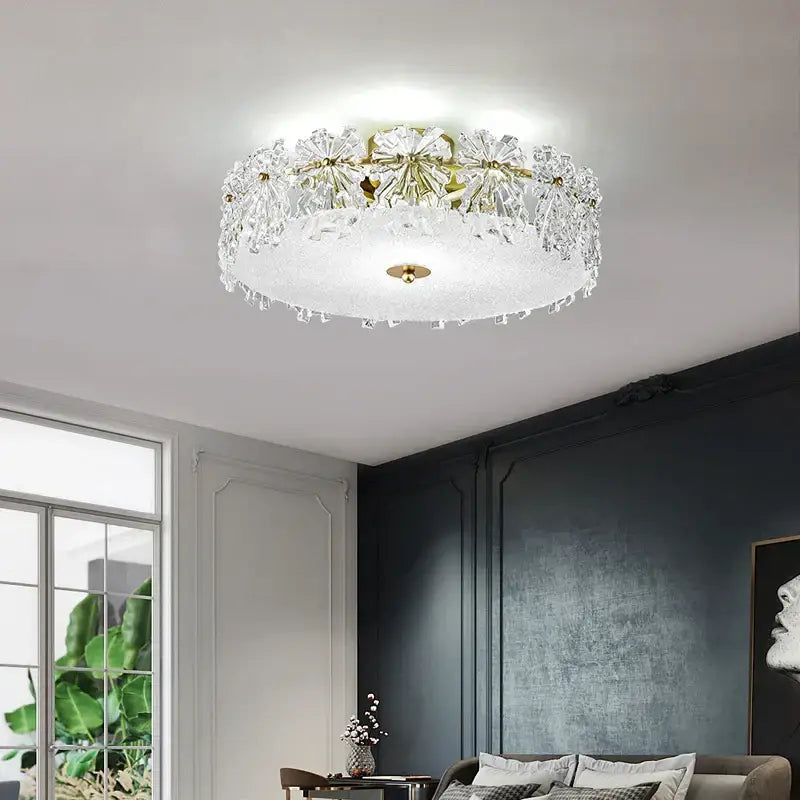 Modern gold crystal glass maple leaf living room chandelier
