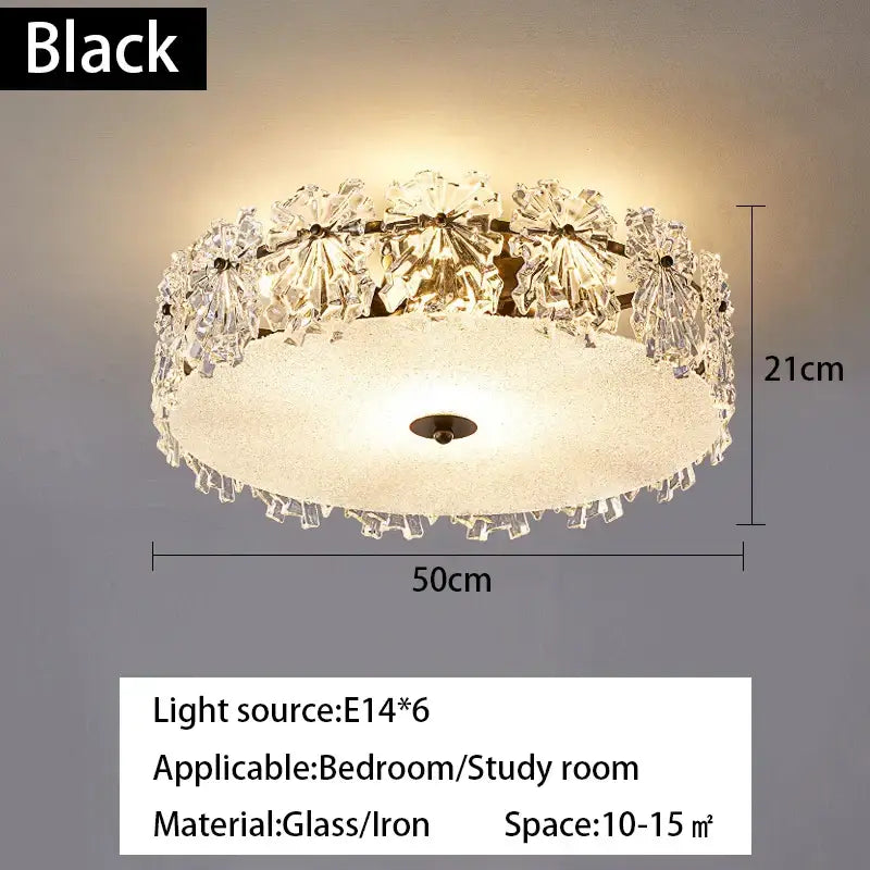 Modern gold crystal glass maple leaf living room chandelier