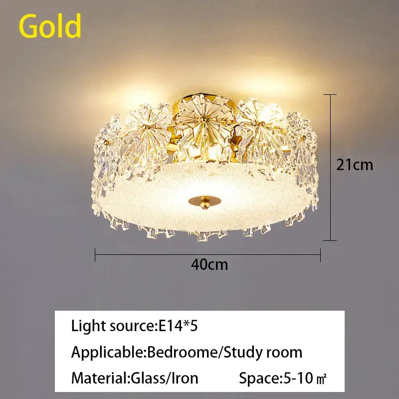 Modern gold crystal glass maple leaf living room chandelier