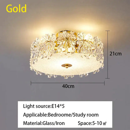 Modern gold crystal glass maple leaf living room chandelier
