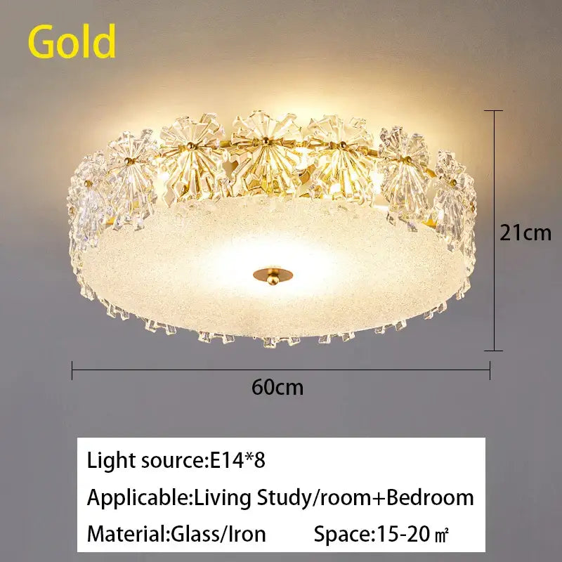 Modern gold crystal glass maple leaf living room chandelier