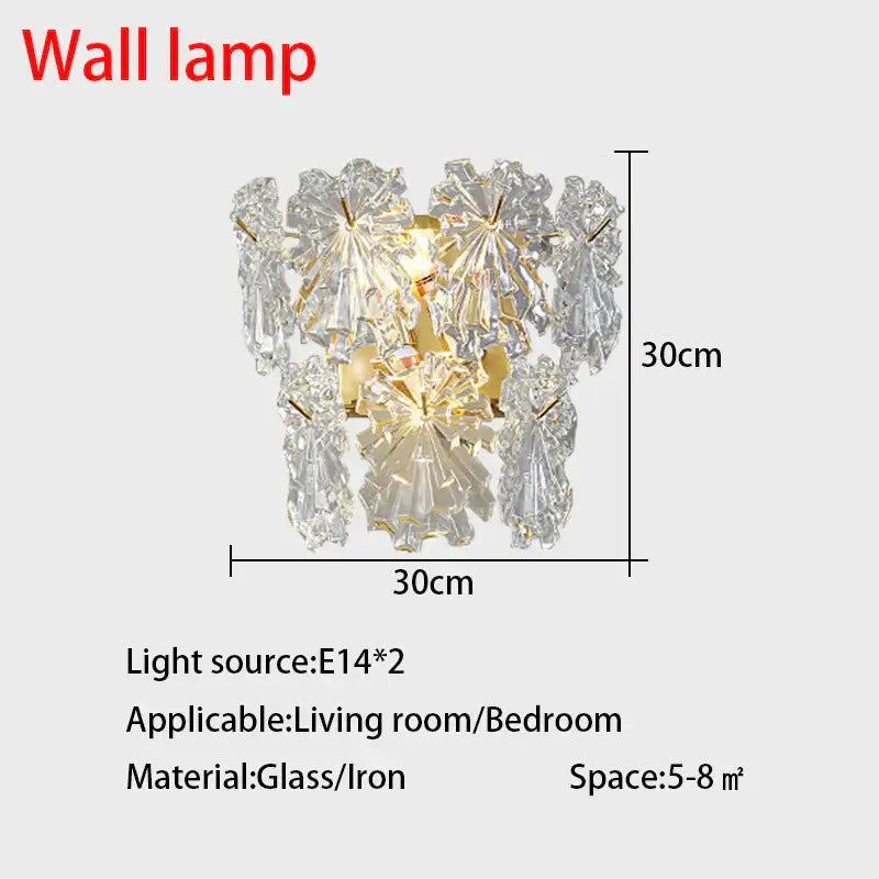 Modern gold crystal glass maple leaf living room chandelier