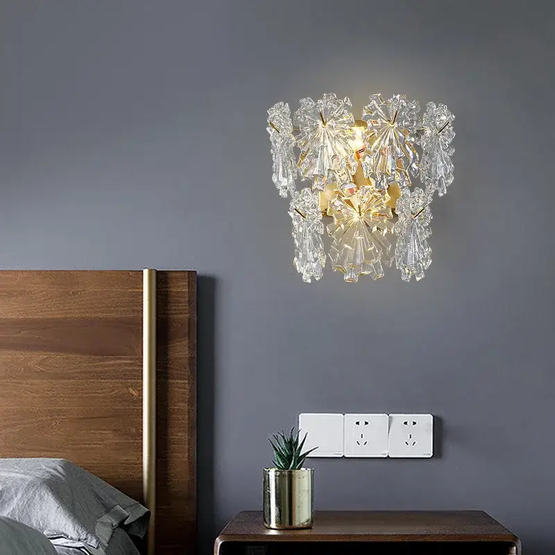 Modern gold crystal glass maple leaf living room chandelier
