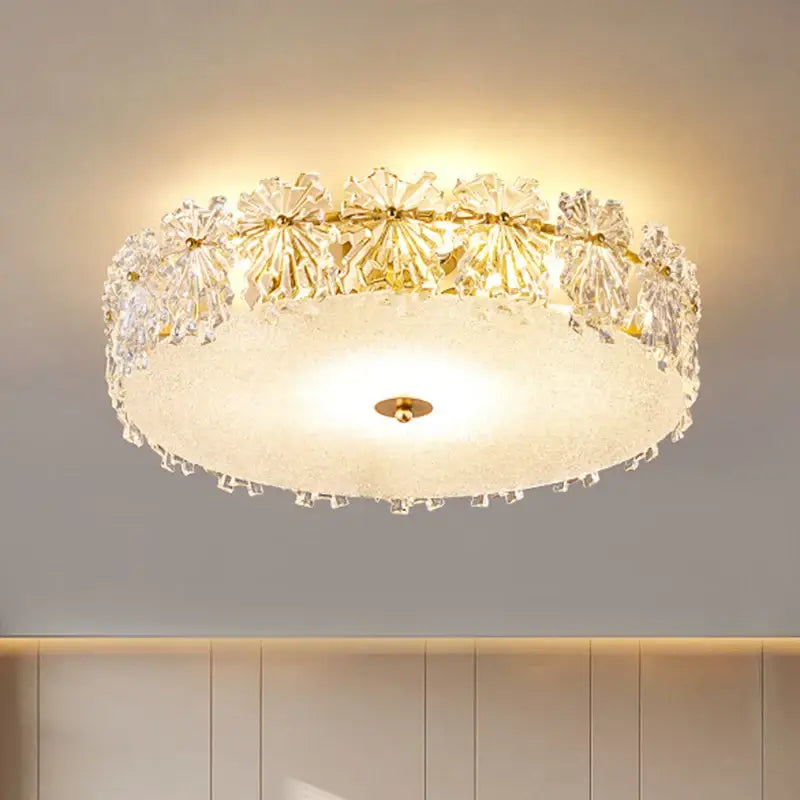 Modern gold crystal glass maple leaf living room chandelier