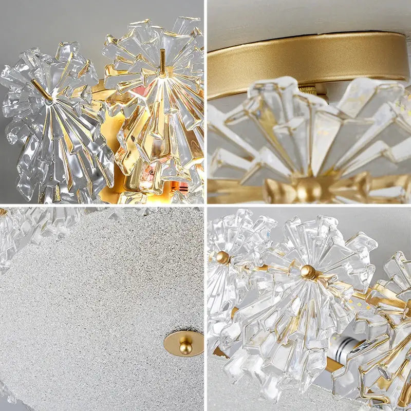 Modern gold crystal glass maple leaf living room chandelier