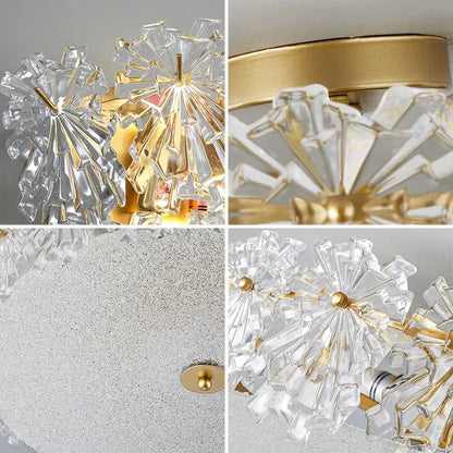 Modern gold crystal glass maple leaf living room chandelier