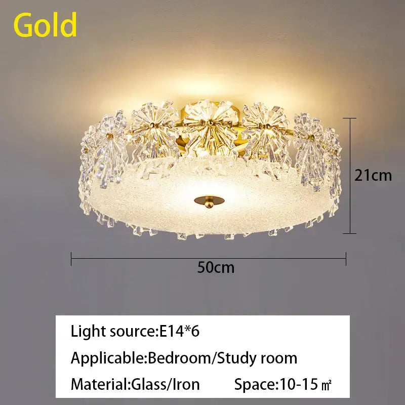 Modern gold crystal glass maple leaf living room chandelier
