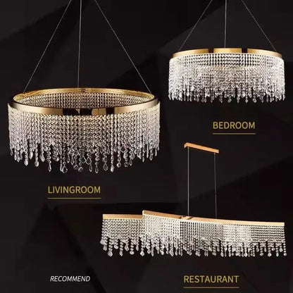 Modern gold crystal led ceiling chandelier dining room