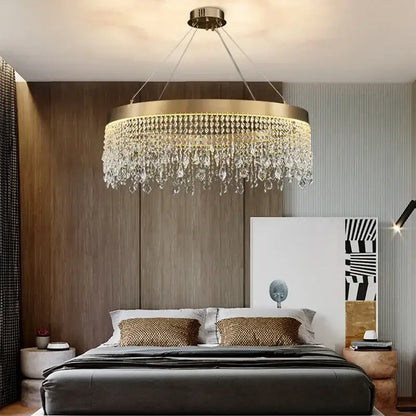 Modern gold crystal led ceiling chandelier dining room