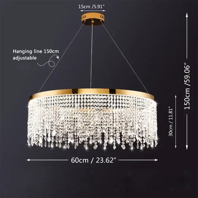 Modern gold crystal led ceiling chandelier dining room
