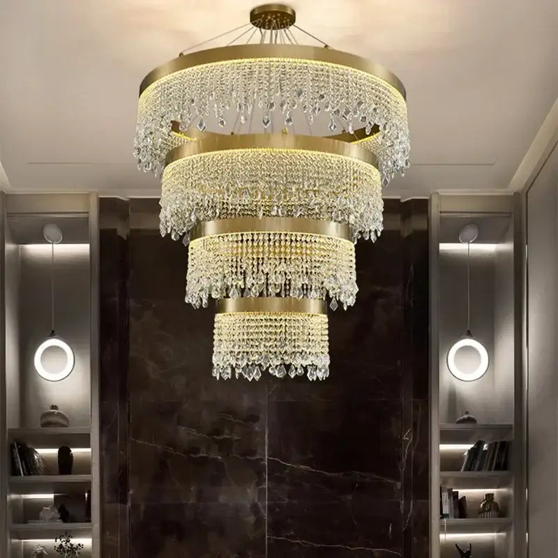 Modern gold crystal led ceiling chandelier dining room