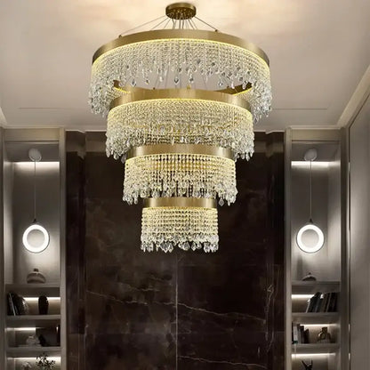 Modern gold crystal led ceiling chandelier dining room