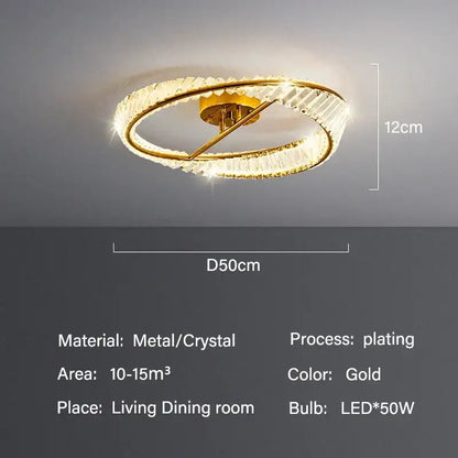 Modern gold crystal led ceiling light dining room