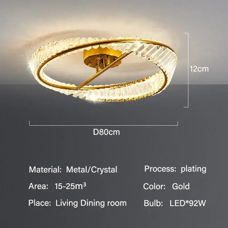 Modern gold crystal led ceiling light dining room