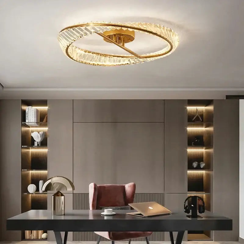 Modern gold crystal led ceiling light dining room