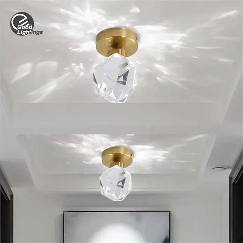 Modern gold crystal led ceiling light living room
