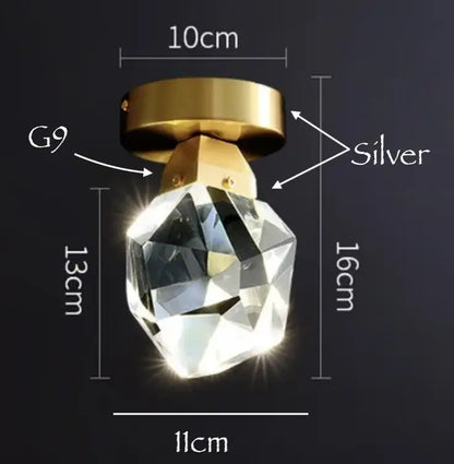 Modern gold crystal led ceiling light living room