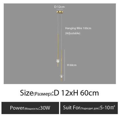 Modern gold crystal led chandelier bedroom pendant light