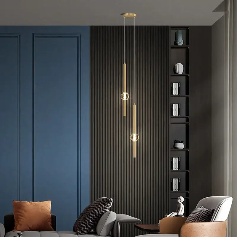 Modern gold crystal led chandelier bedroom pendant light