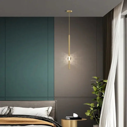 Modern gold crystal led chandelier bedroom pendant light