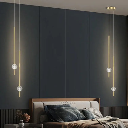 Modern gold crystal led chandelier bedroom pendant light