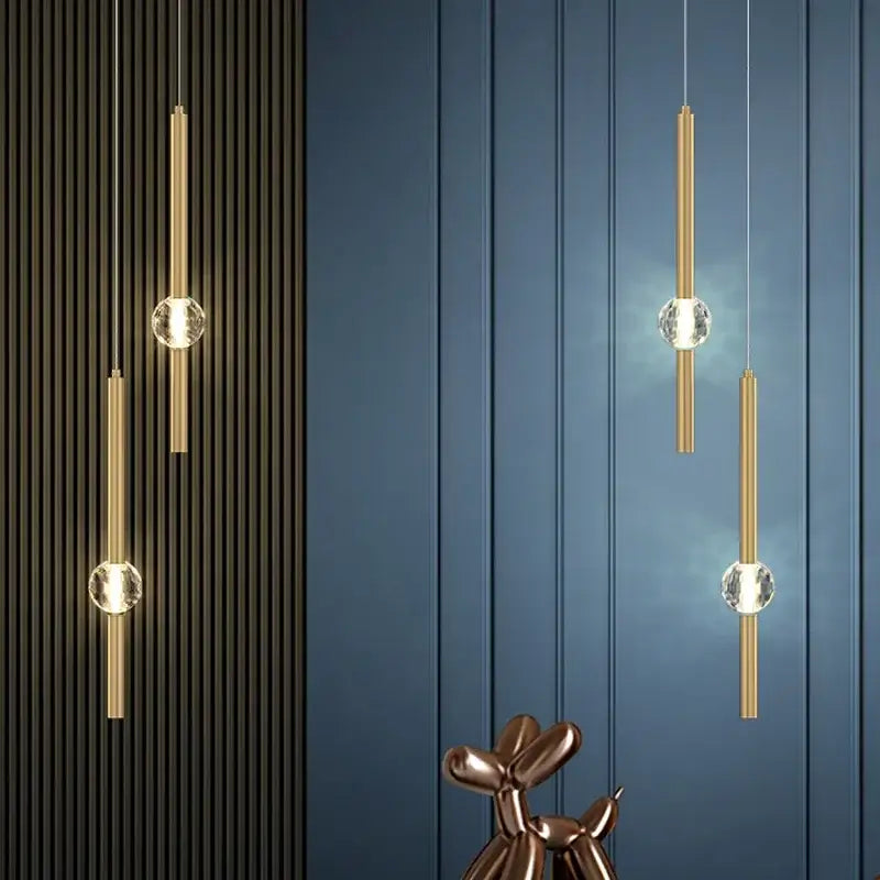 Modern gold crystal led chandelier bedroom pendant light