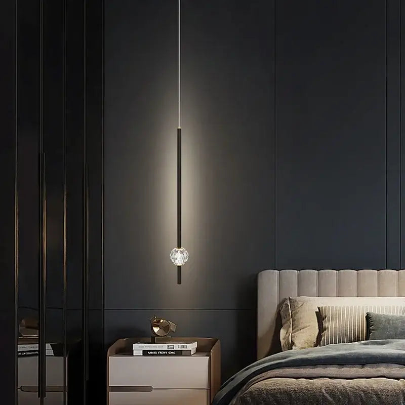 Modern gold crystal led chandelier bedroom pendant light