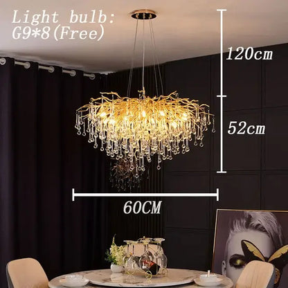 Modern gold crystal led chandelier dining room light