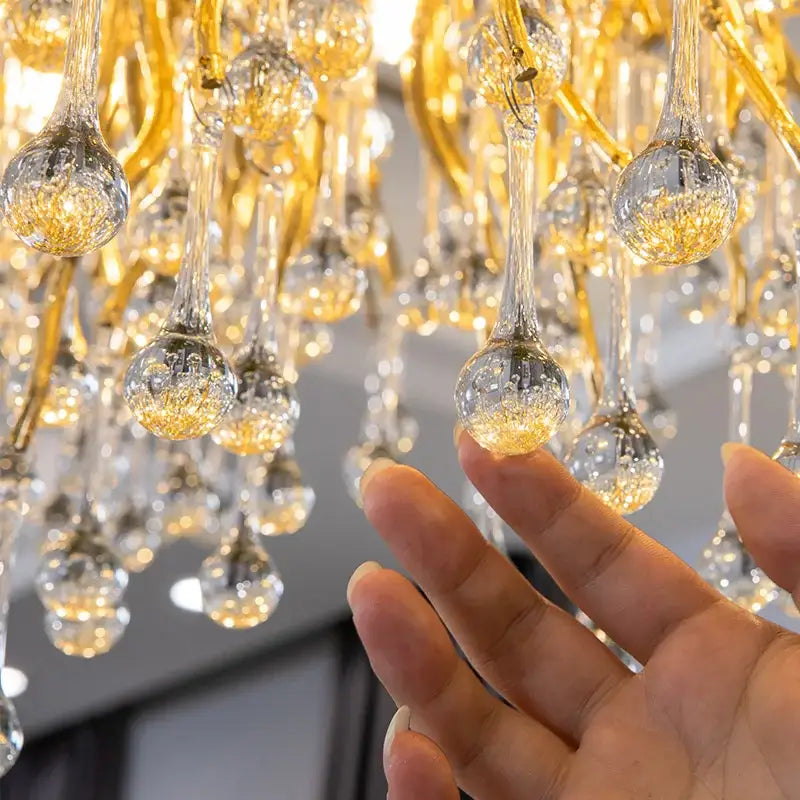 Modern gold crystal led chandelier dining room light