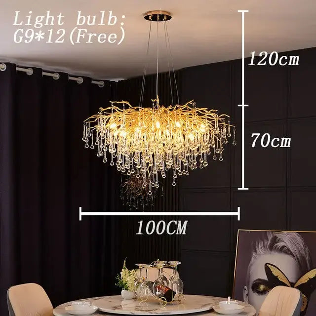 Modern gold crystal led chandelier dining room light
