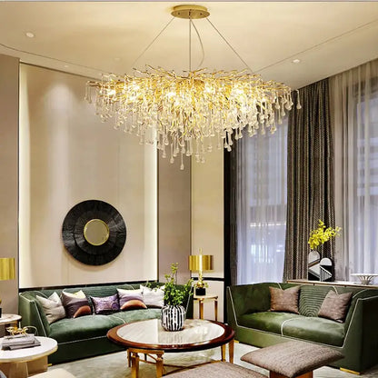 Modern gold crystal led chandelier dining room light