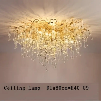 Modern gold crystal led chandelier dining room light