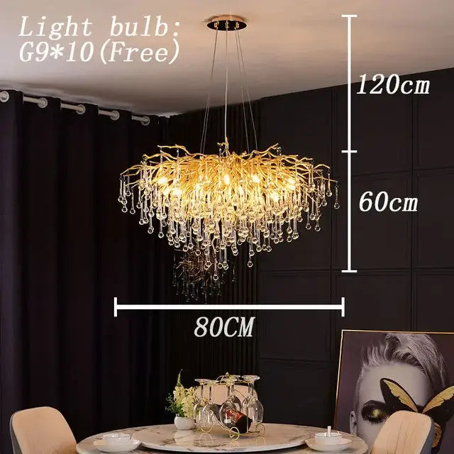 Modern gold crystal led chandelier dining room light