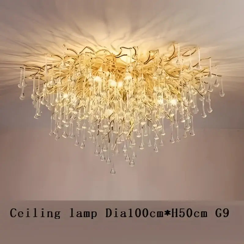 Modern gold crystal led chandelier dining room light