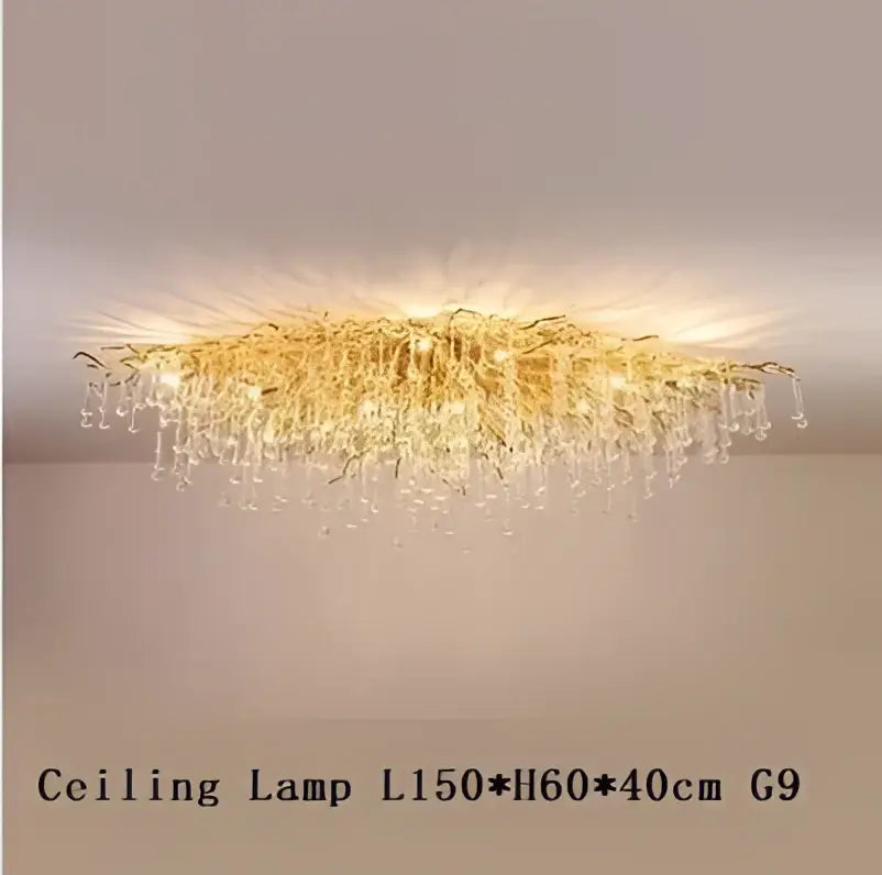 Modern gold crystal led chandelier dining room light
