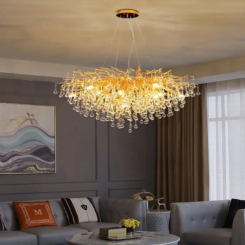 Modern gold crystal led chandelier dining room light